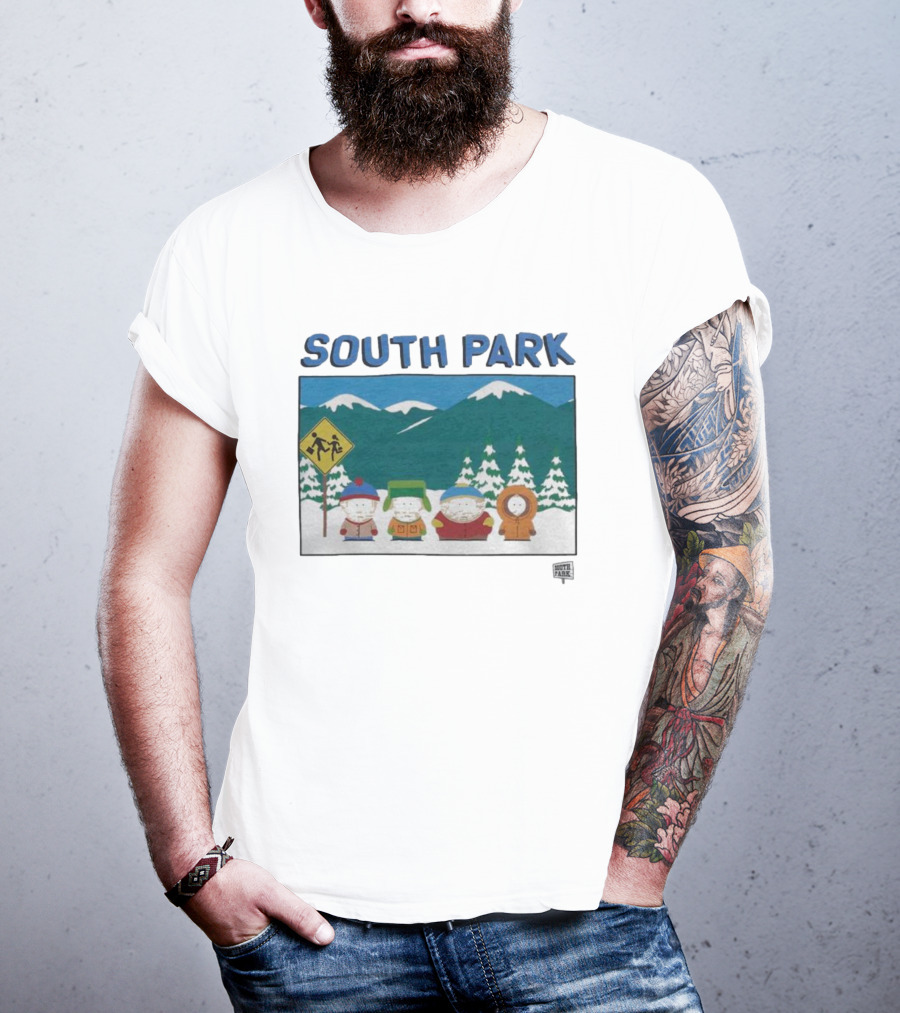 SOUTH PARK Characters In Winter Mountain Scene T-Shirt