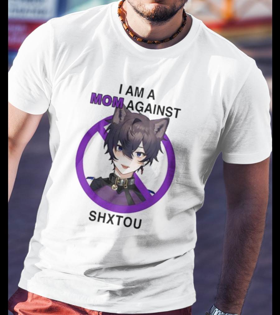 I Am A Mom Against Shxtou Character With Crossed Circle T-Shirt