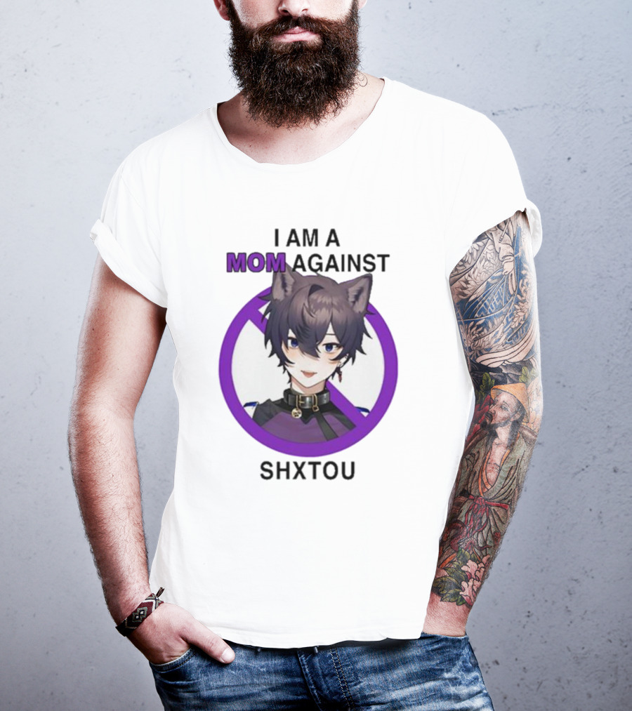 I Am A Mom Against Shxtou Character With Crossed Circle T-Shirt