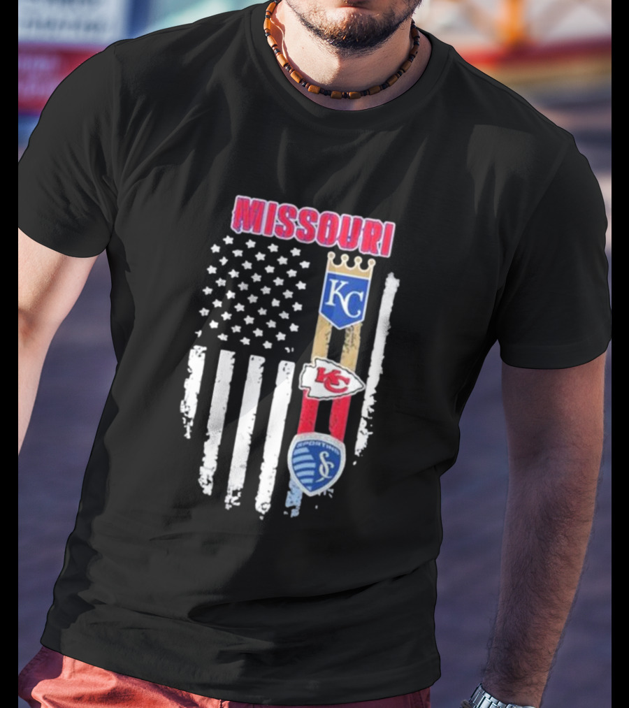 Missouri Kansas City Chiefs Royals Sporting Flag T-Shirt