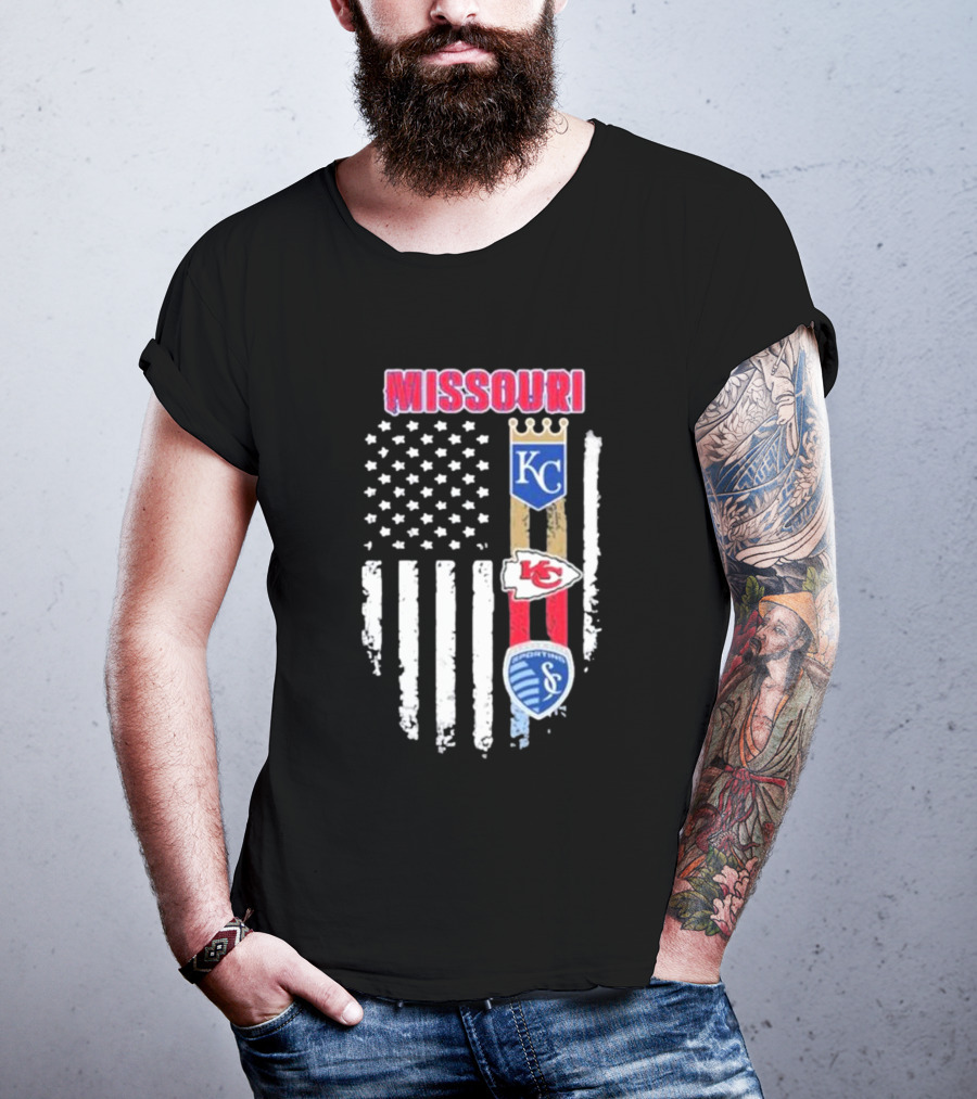 Missouri Kansas City Chiefs Royals Sporting Flag T-Shirt