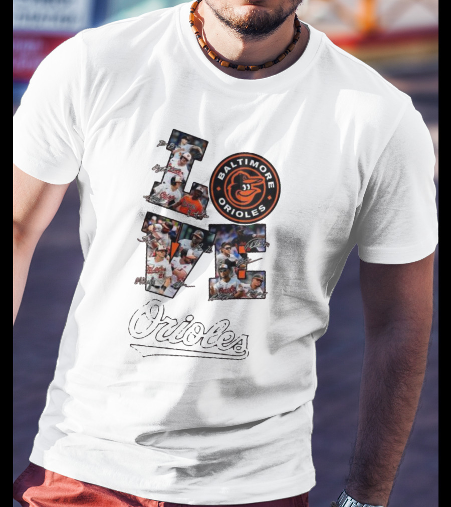 Baltimore Orioles Love Team Personalized Orange Players T-Shirt