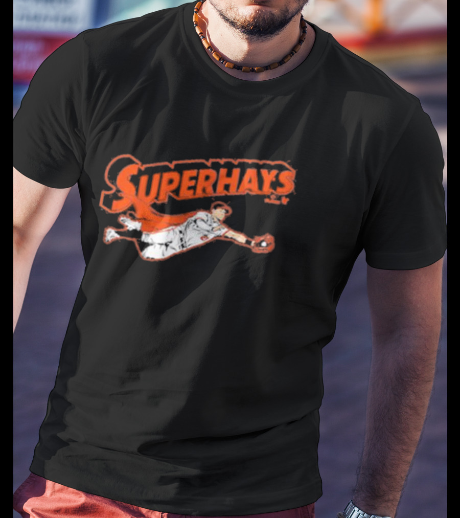 Superhays Austin Hays Baseball Flying Action T-Shirt