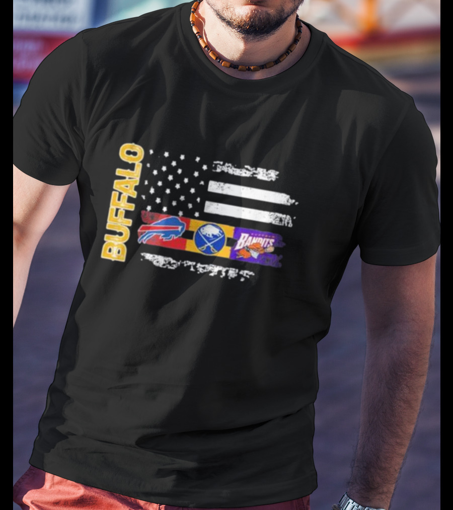 Buffalo Bills Sabres Bandits US Flag Buffalo T-Shirt
