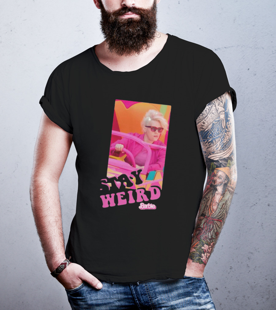 Barbie Movie Stay Weird Pink Jacket Sunglasses T-Shirt