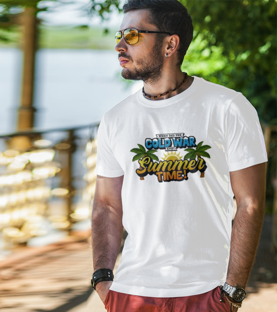 When Did The Cold War End Summer Time Palm Trees Sunburst T-Shirt