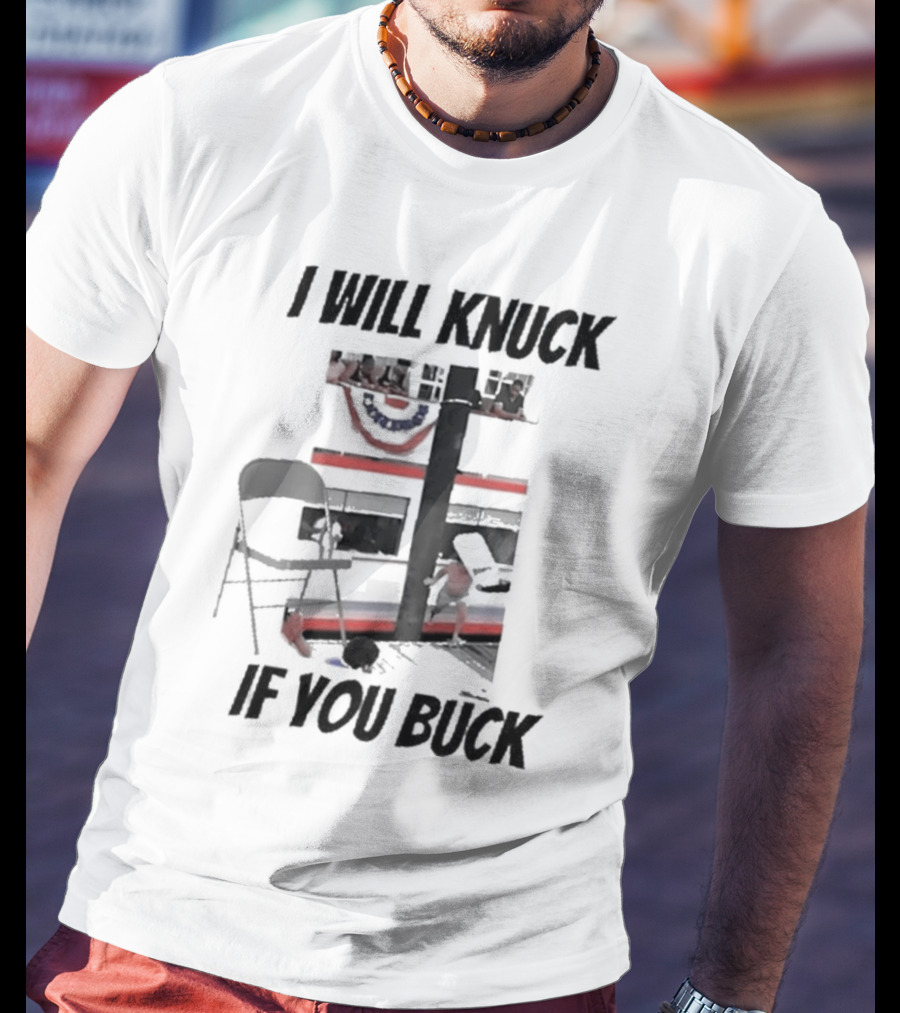 I Will Knuck If You Buck Montgomery River Boat Chair Scene T-Shirt