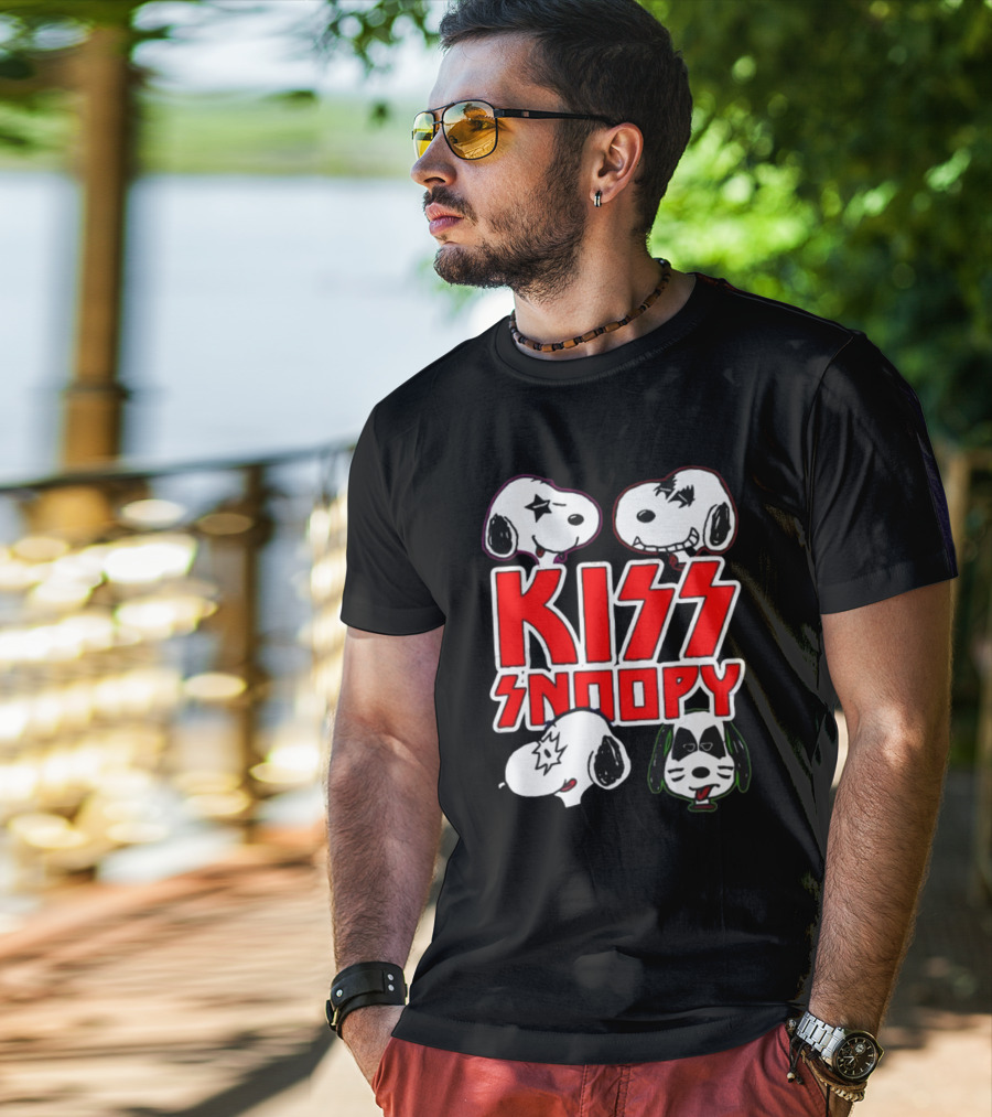 KISS Band Snoopy Peanuts Crossover Characters T-Shirt