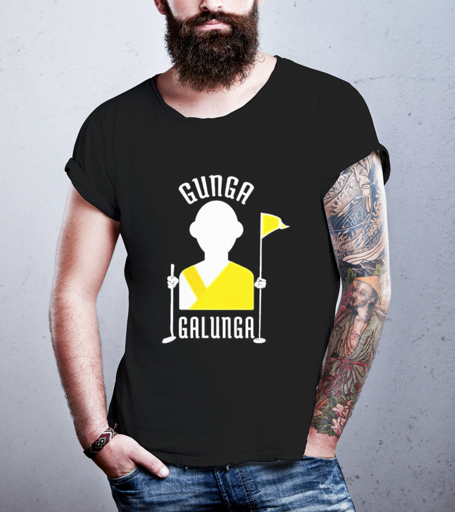 Gunga Galunga Golf Monk Icon With Clubs And Flag T-Shirt