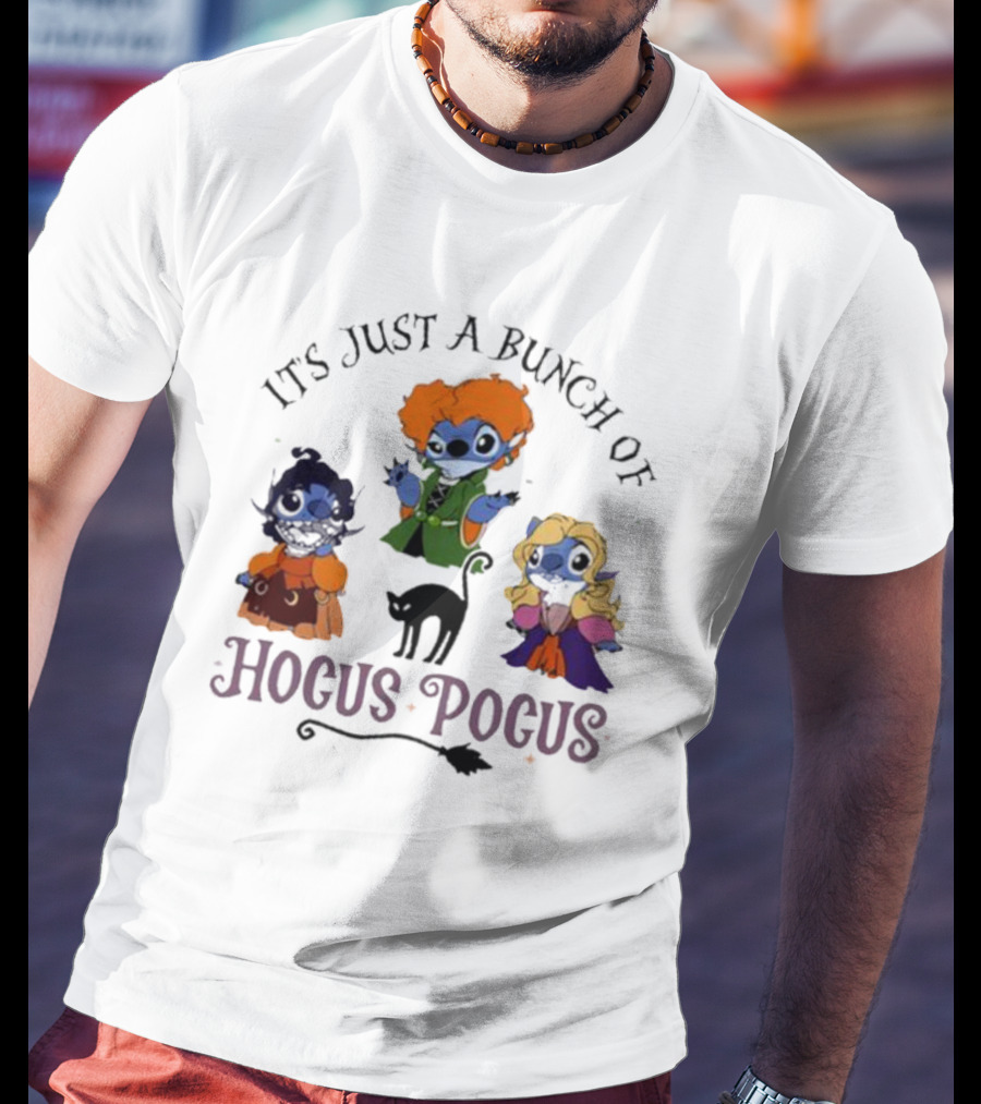 It's Just A Bunch Of Hocus Pocus Halloween Stitch Characters T-Shirt