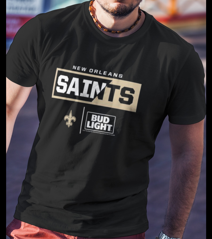New Orleans Saints Bud Light Fleur-De-Lis NFL Collaboration T-Shirt