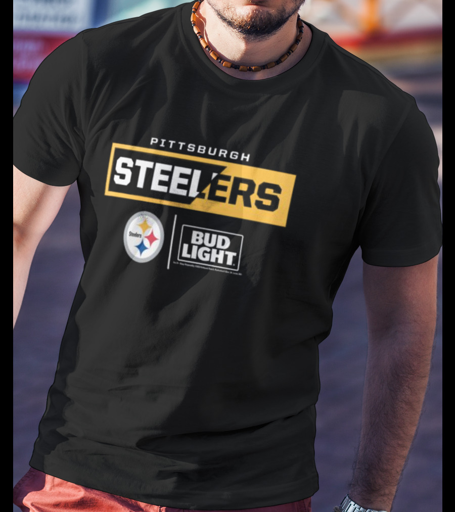 Pittsburgh Steelers Bud Light Collaboration NFL Team T-Shirt
