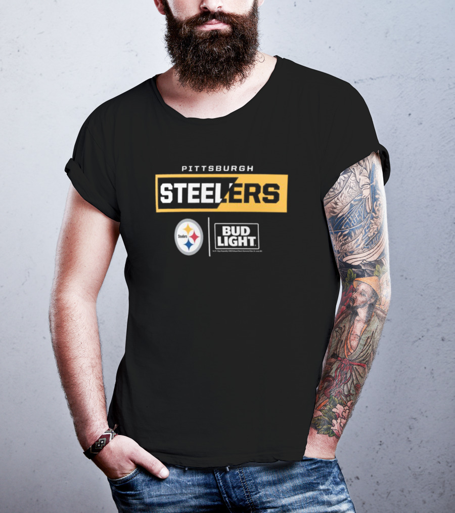 Pittsburgh Steelers Bud Light Collaboration NFL Team T-Shirt