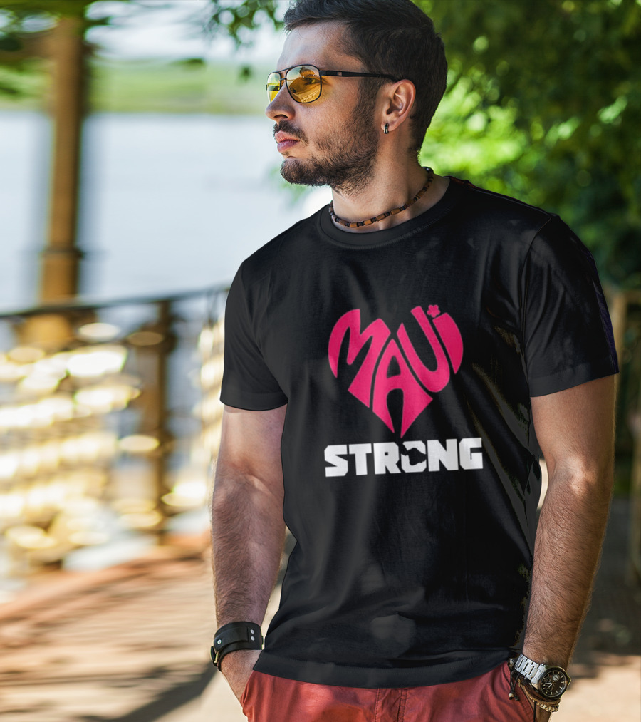 Maui Heart Strong Symbol In Pink T-Shirt