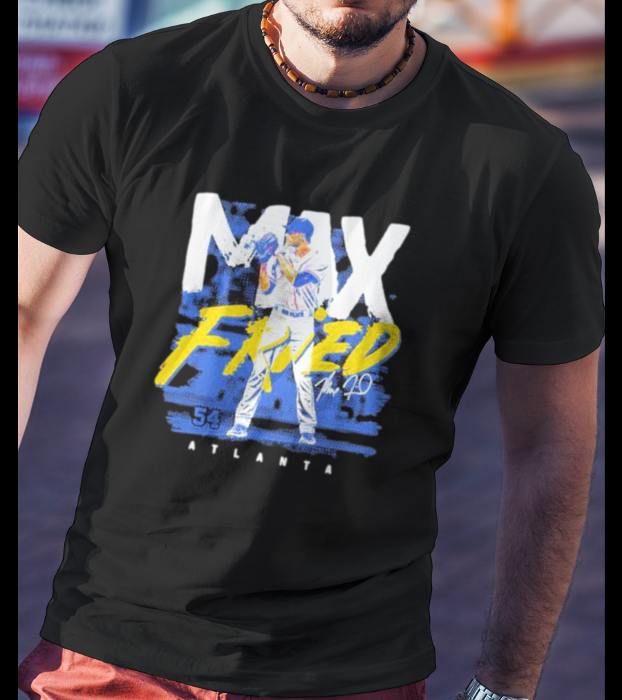 Max Fried 54 Atlanta Braves MLBPA Signature Baseball Pitcher T-Shirt