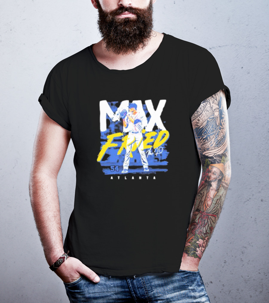 Max Fried 54 Atlanta Braves MLBPA Signature Baseball Pitcher T-Shirt