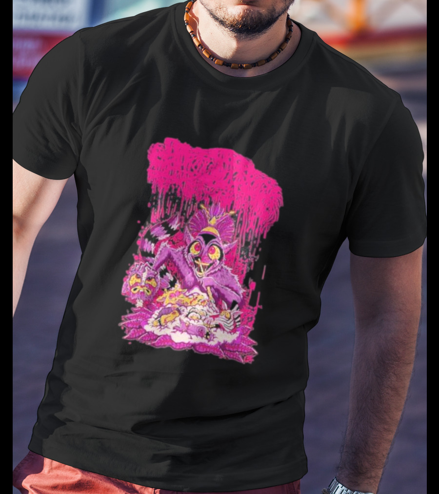 Sanguisugabogg Madagascar Lemur Creature In Psychedelic Pink With Dripping Effect T-Shirt