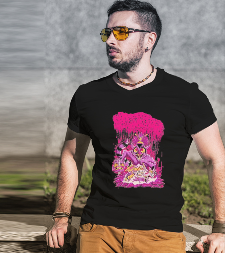 Sanguisugabogg Madagascar Lemur Creature In Psychedelic Pink With Dripping Effect T-Shirt