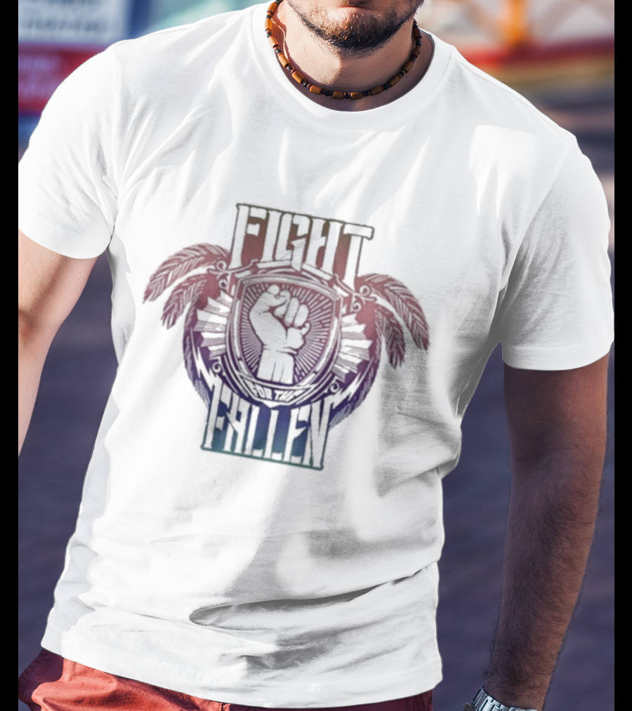 Maui Strong Fight For The Fallen Raised Fist With Feather Accents T-Shirt