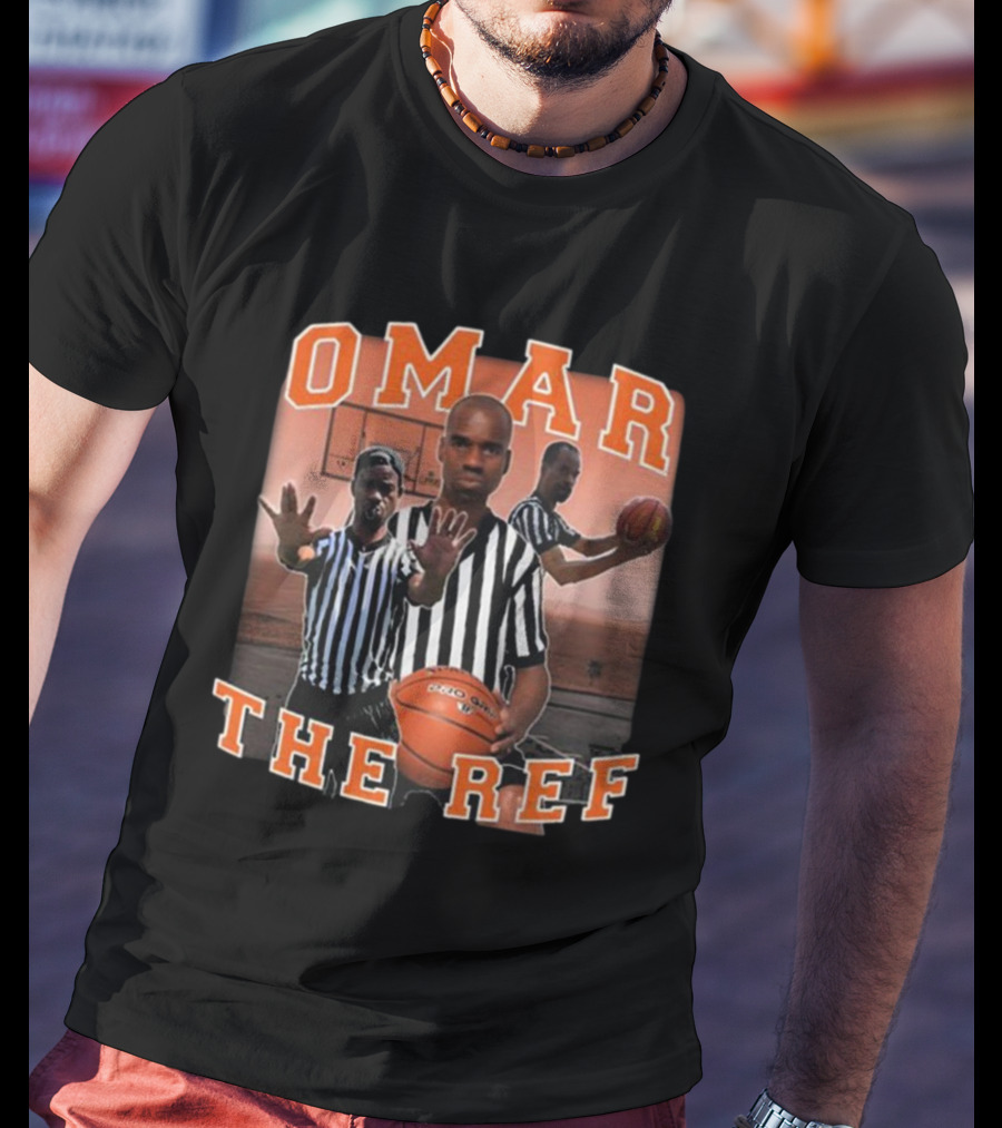 OMAR The Ref Basketball Referee With Whistle And Basketball Court T-Shirt