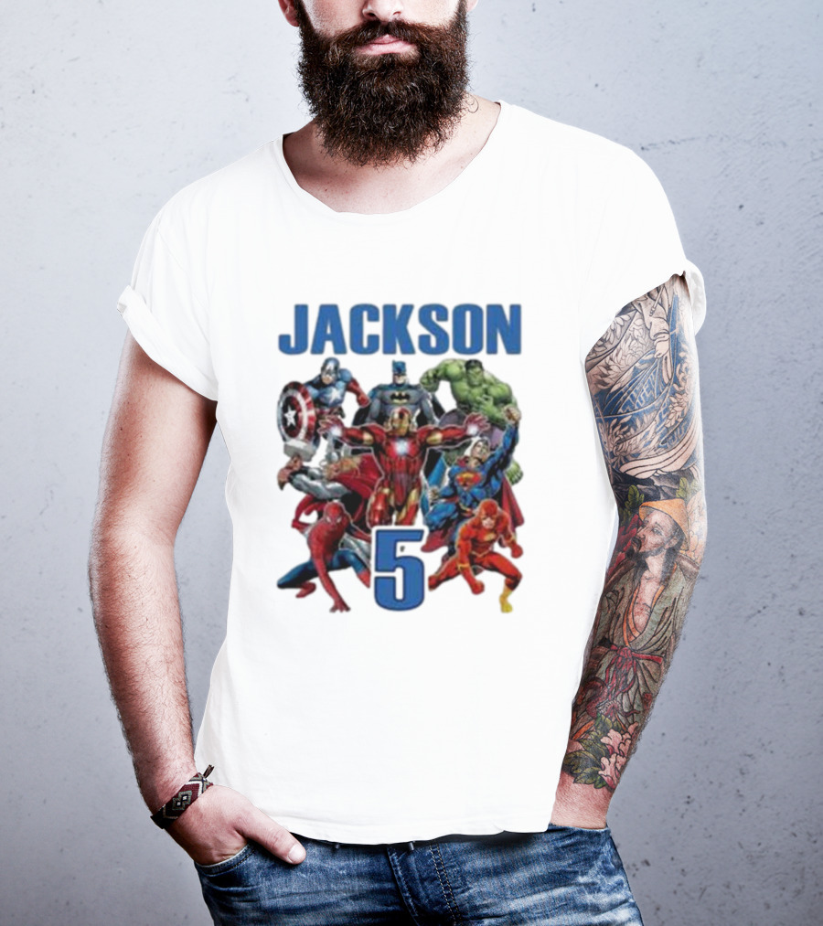 Jackson 5 Super Hero Birthday Avengers Family T-Shirt