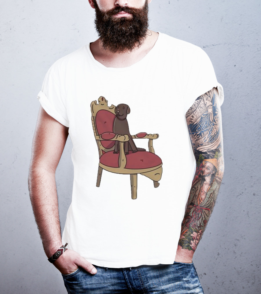 Poorly Drawn Arsenal Dog On Ornate Chair T-Shirt