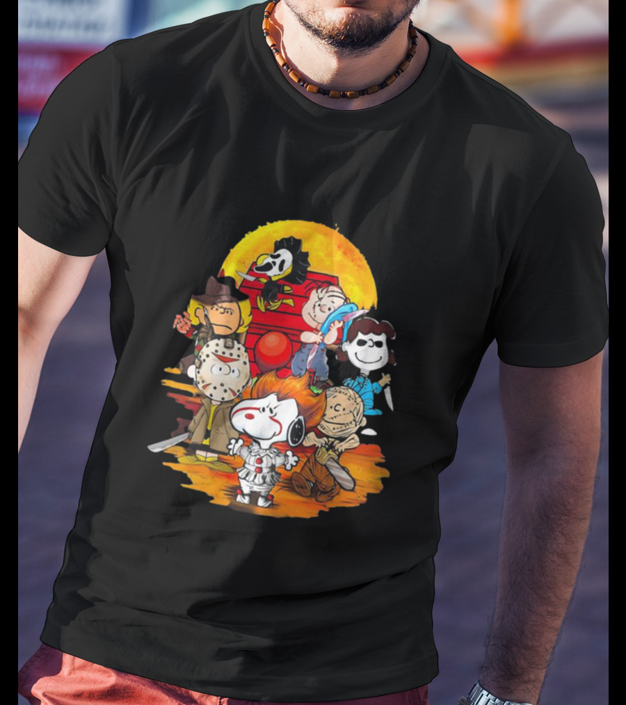 Snoopy Peanuts Horror Characters Halloween Moon T-Shirt