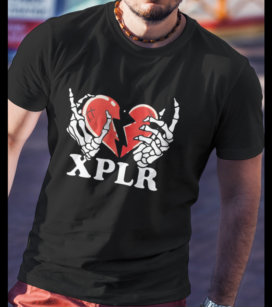 XPLR Skeleton Hands Holding Broken Heart T-Shirt