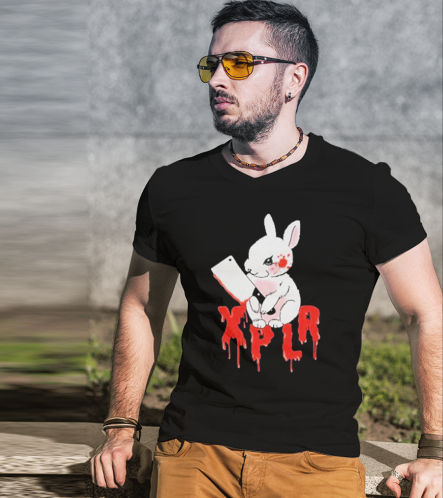 XPLR Bloodstained Rabbit With Cleaver T-Shirt