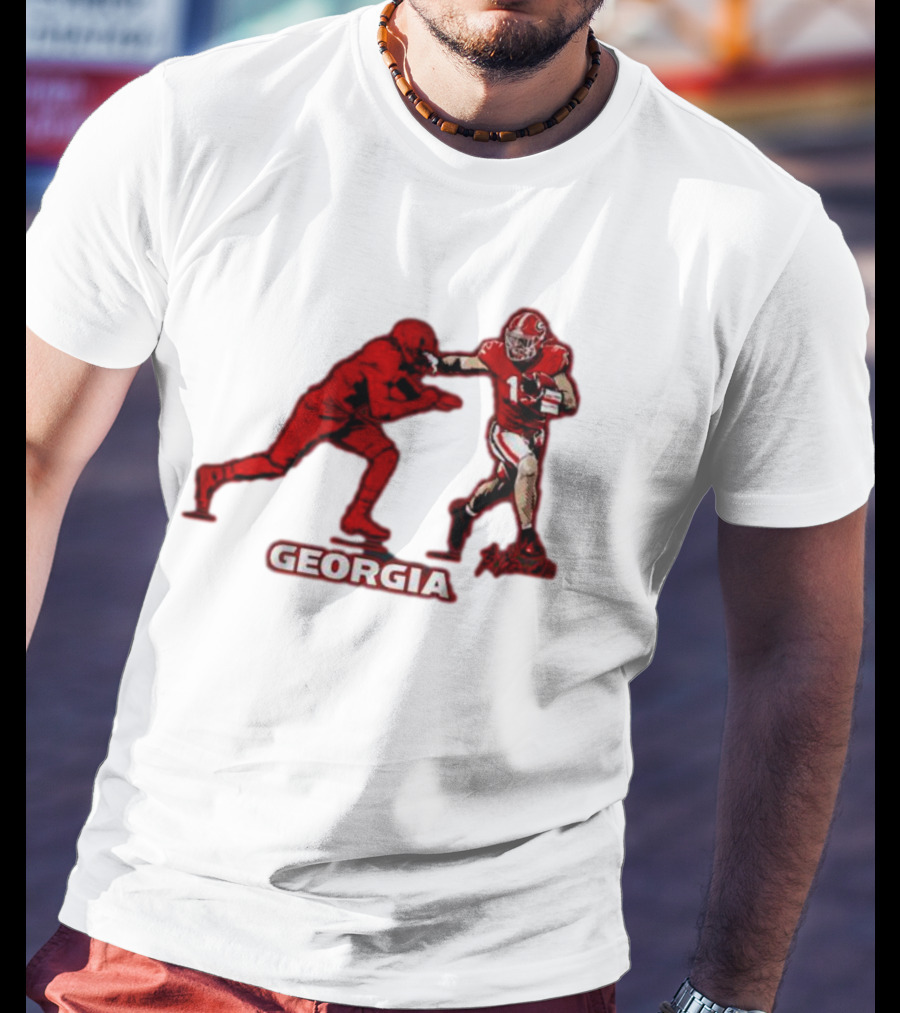 Georgia Football Superstar Brock Bowers Action Pose T-Shirt