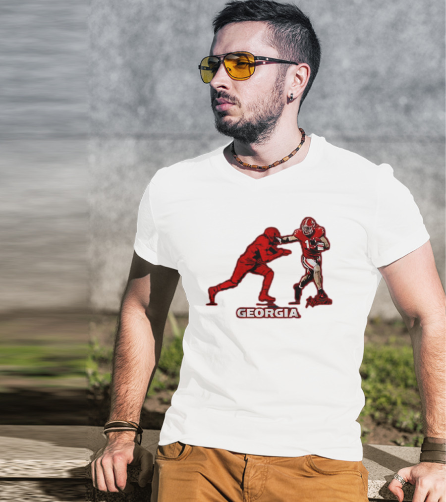 Georgia Football Superstar Brock Bowers Action Pose T-Shirt