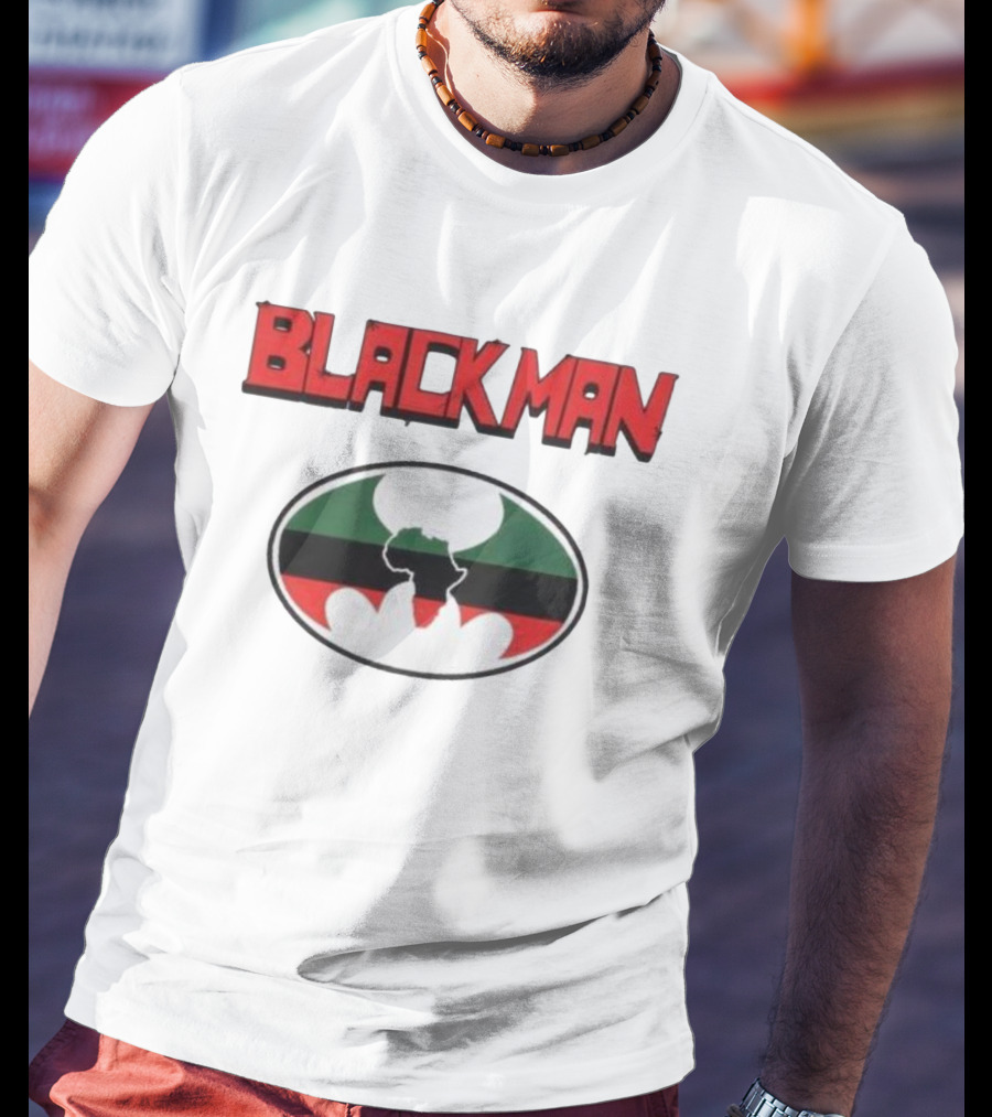 BLACKMAN African Continent Silhouette Red Black Green Oval T-Shirt