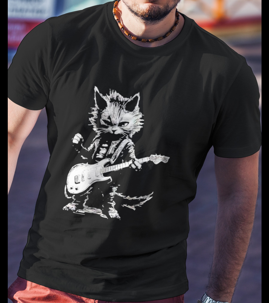Guitar Cat Rock Kitty Playing Guitar Gifts For Her T-Shirt