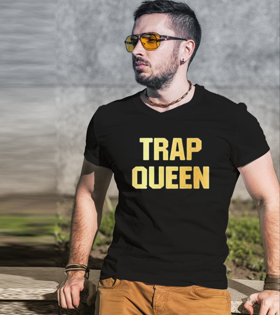 Graeme Barrett Trap Queen Bold Gold Text T-Shirt