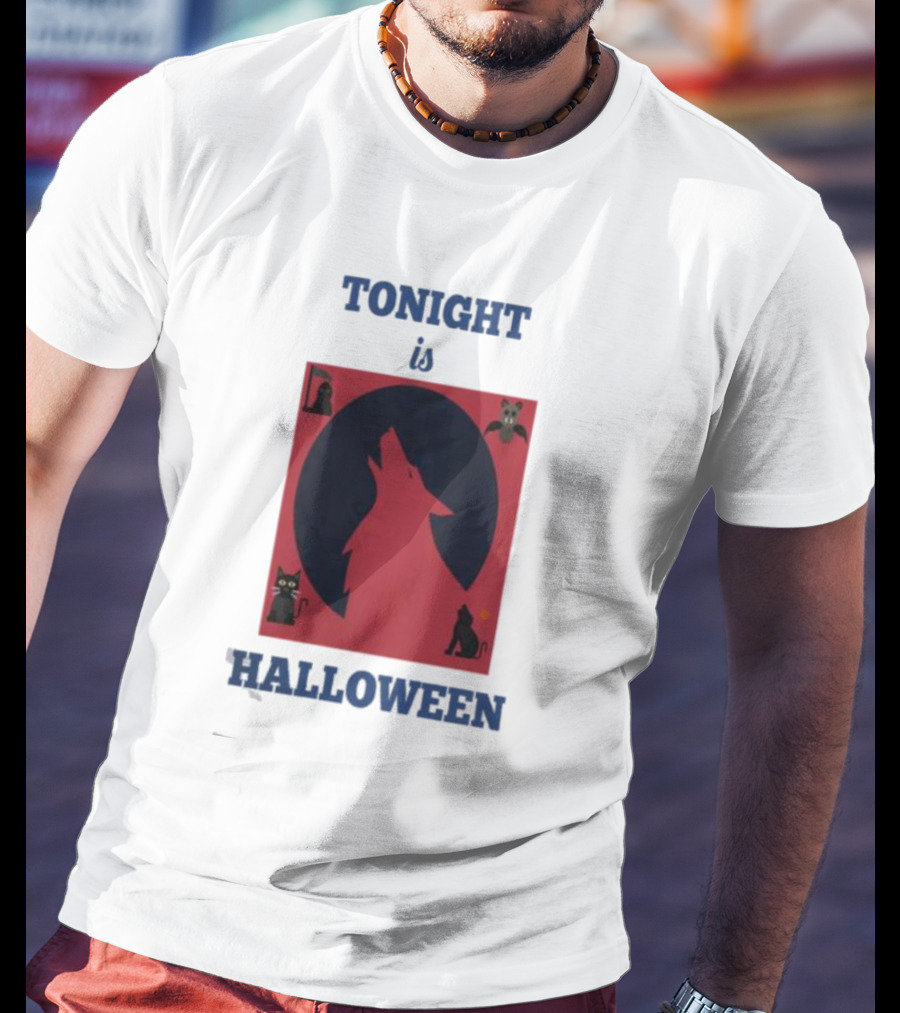 Tonight Is Halloween Dark Wolf Cats Bats Moon T-Shirt