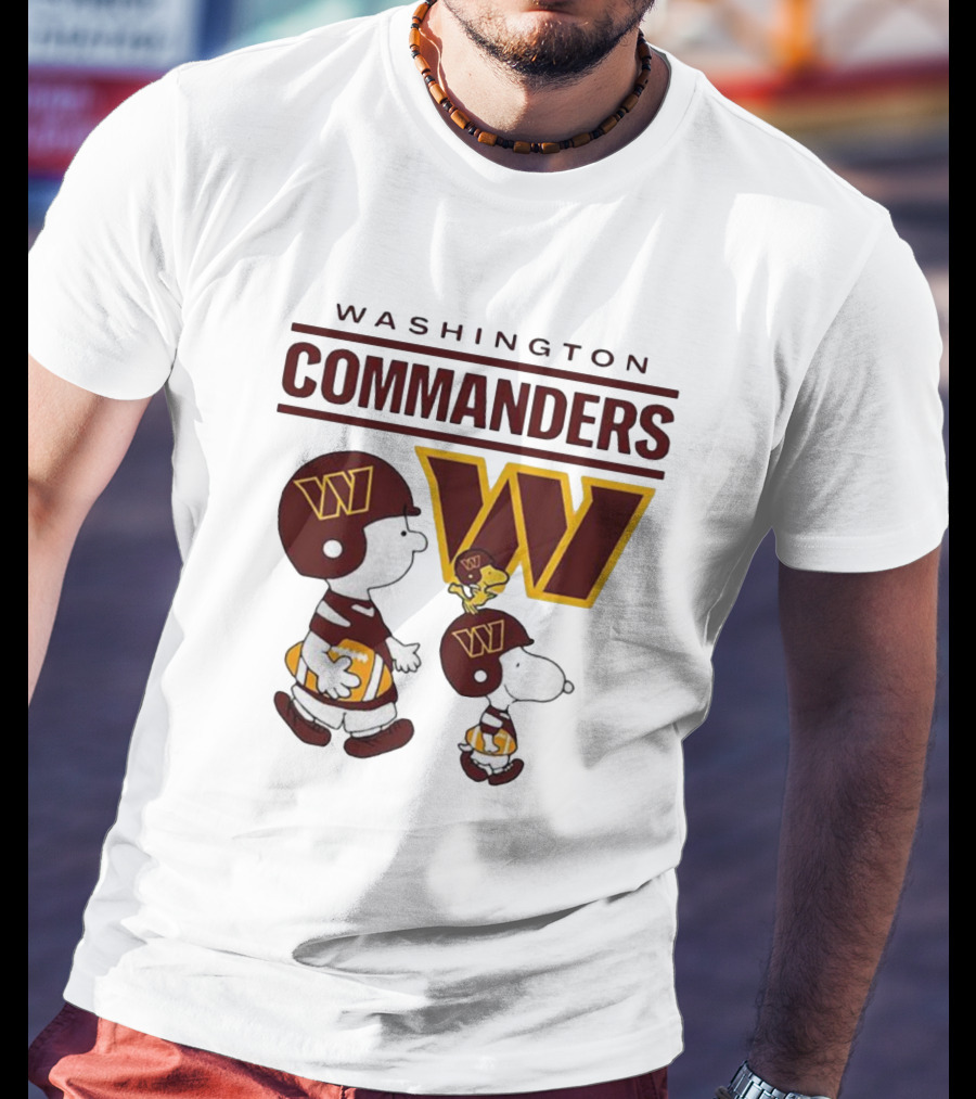Washington Commanders Snoopy Charlie Brown Football Team Fan Gear T-Shirt
