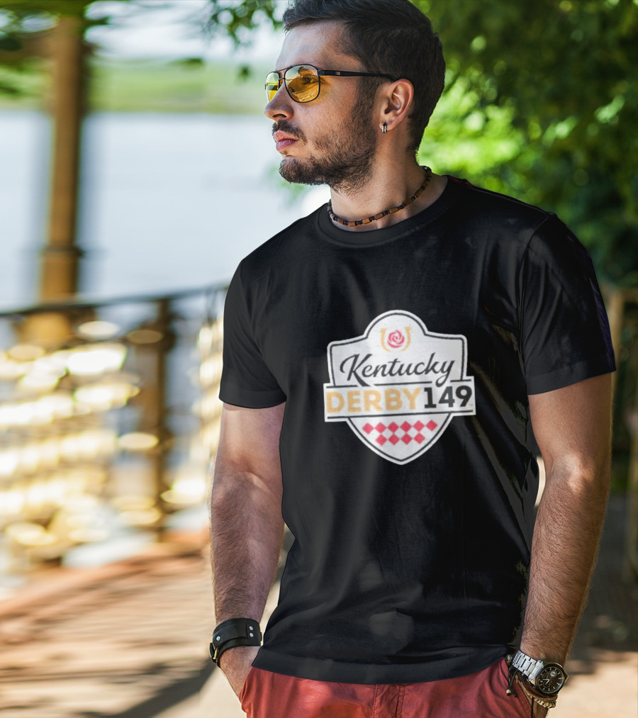 Kentucky Derby 149 Shield Logo Store 47 Black Premier Franklin T-Shirt