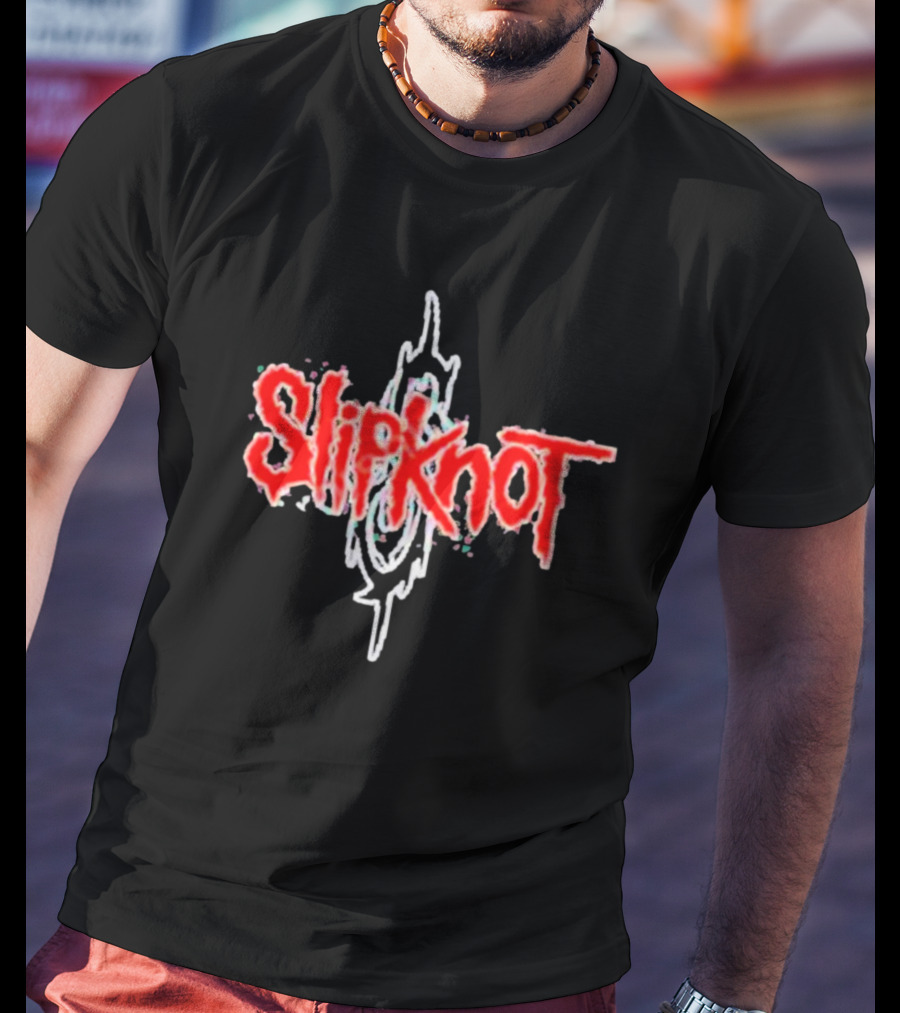 Slipknot Red Stylized Text With White Tribal T-Shirt