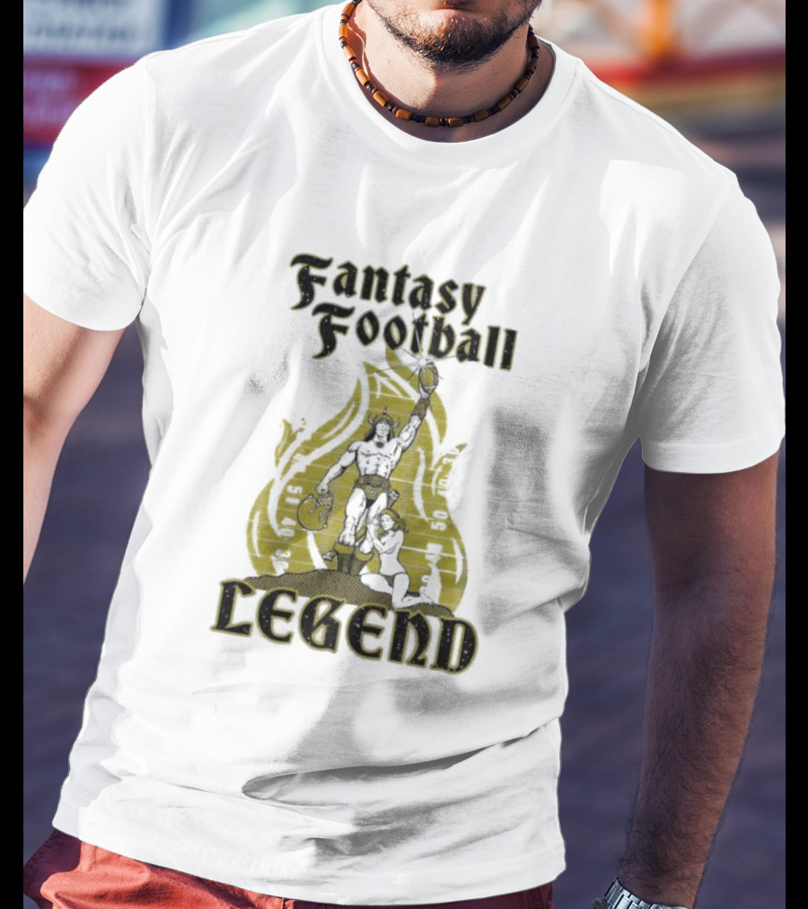 Fantasy Football Legend Viking Flame Background T-Shirt