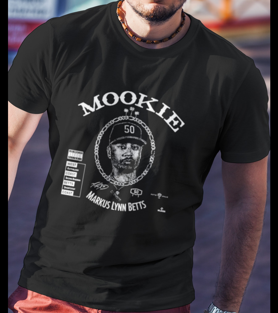 Mookie Markus Lynn Betts West Coast Graphic 50 Signature T-Shirt