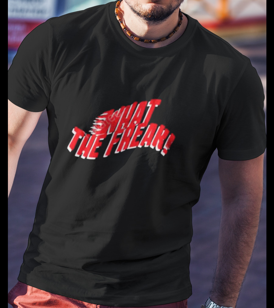 Keemokazi What The Freak Wavy Red Text With Swirl T-Shirt