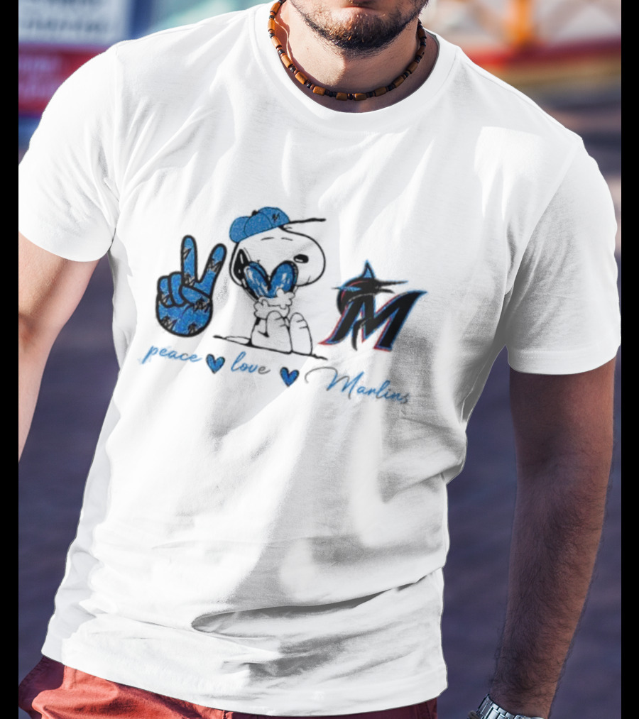 Peace Love Miami Marlins Snoopy T-Shirt