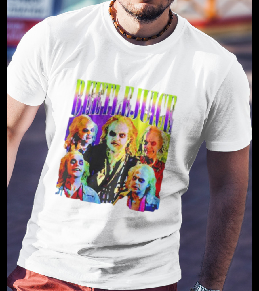 Beetlejuice Multicolor Faces Fantasy Horror Movie T-Shirt