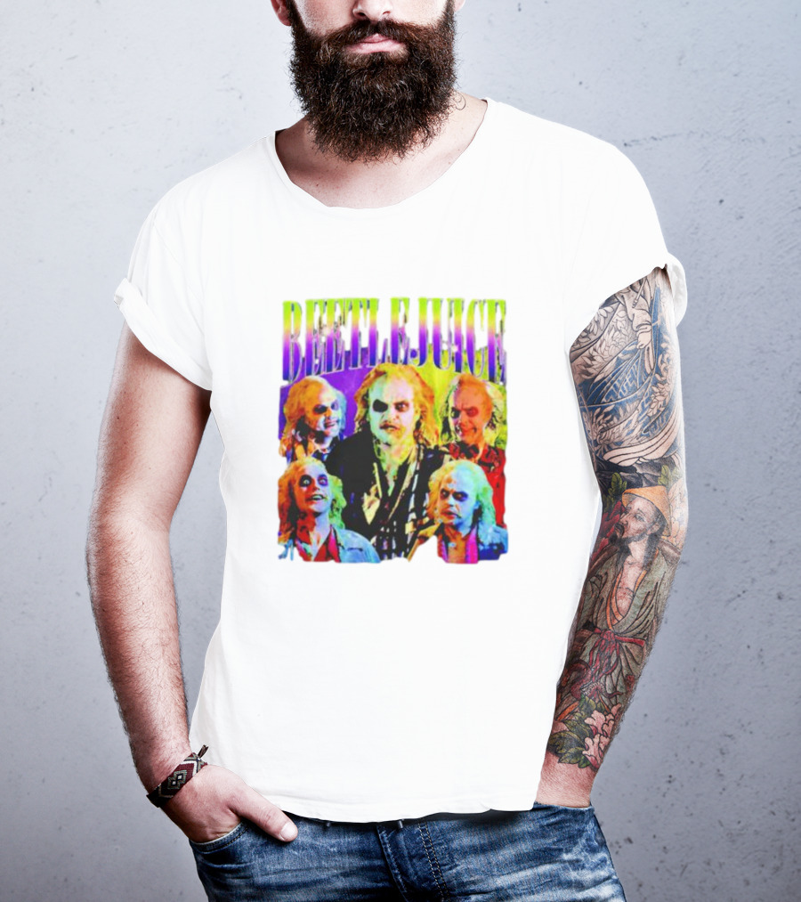 Beetlejuice Multicolor Faces Fantasy Horror Movie T-Shirt