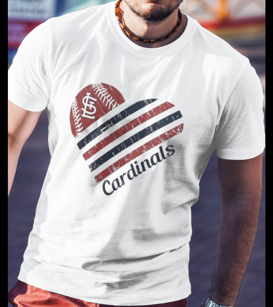 St. Louis Cardinals Heart Baseball Design G-III 4Her By Carl Banks White T-Shirt