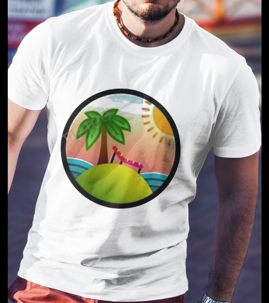 Tanstack Just Relax In Color Sunny Beach Island With Palm Tree And Lounge Chair T-Shirt