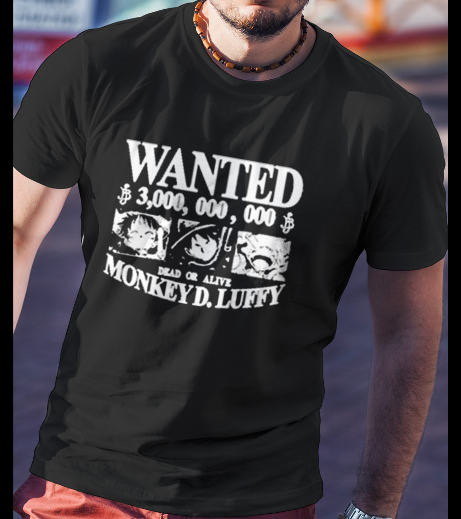 Wanted 3,000,000,000 Dead Or Alive Monkey D. Luffy One Piece T-Shirt