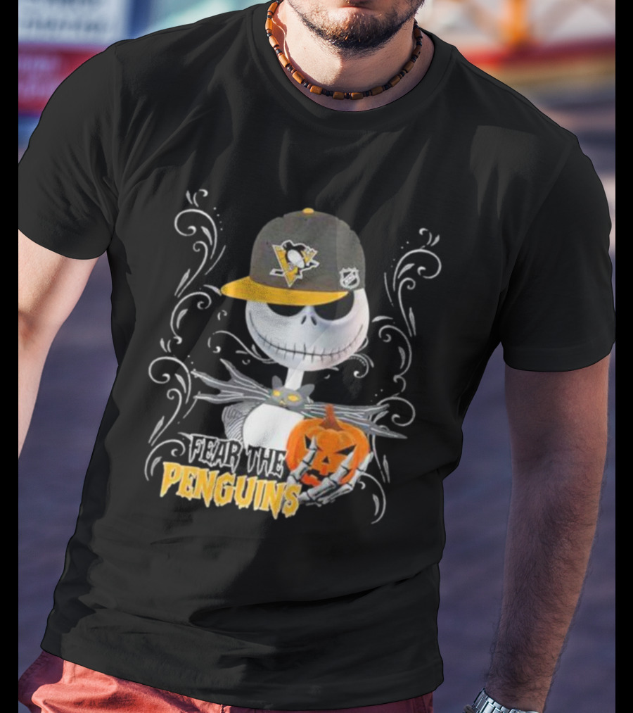Jack Skellington Fear The Penguins Pittsburgh Halloween Pumpkin T-Shirt