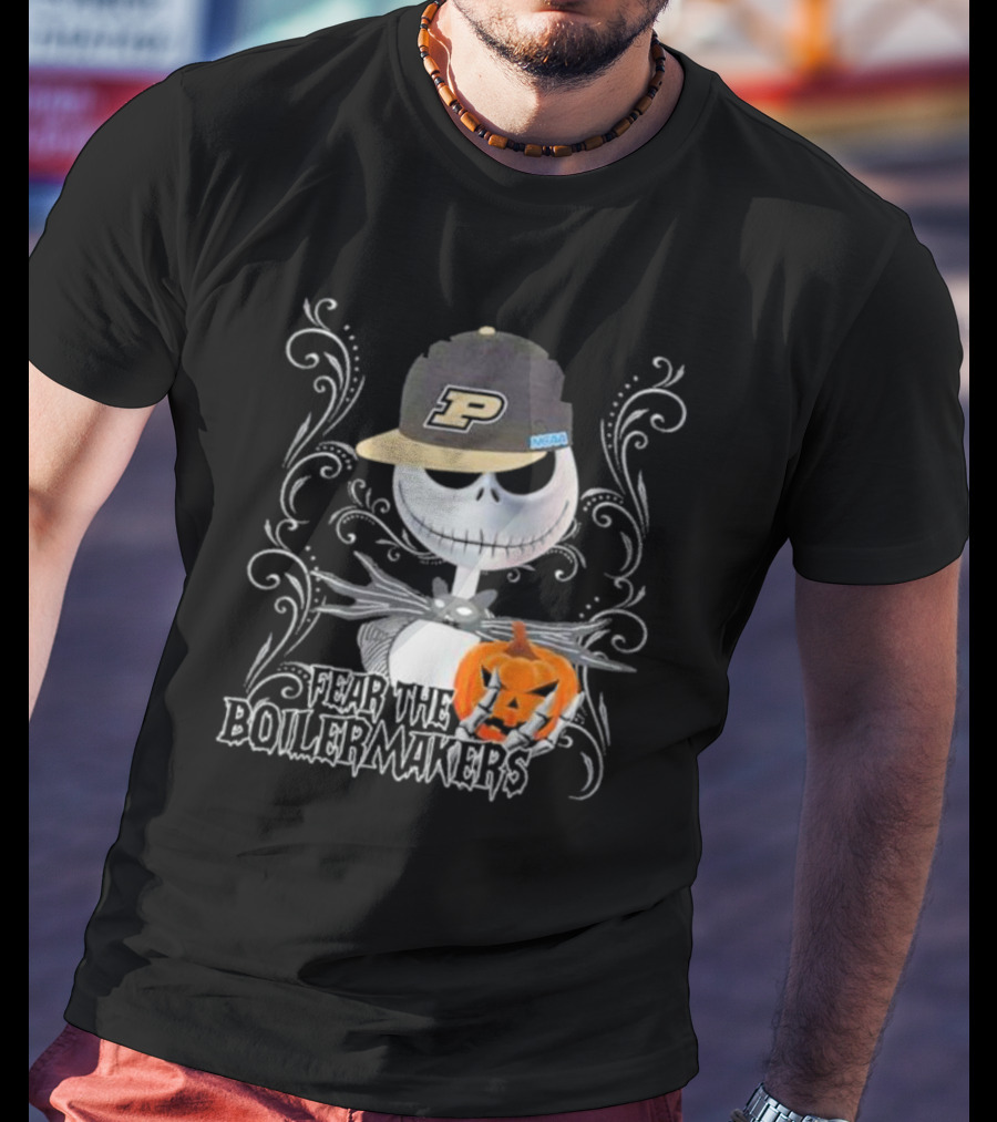 Jack Skellington Fear The Purdue Boilermakers Halloween Pumpkin T-Shirt