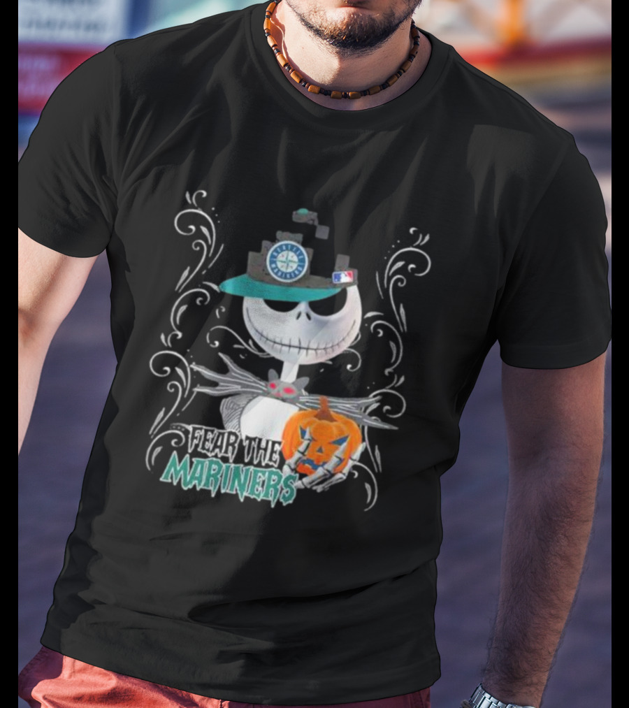 Jack Skellington Seattle Mariners Halloween Pumpkin Fear The Mariners T-Shirt